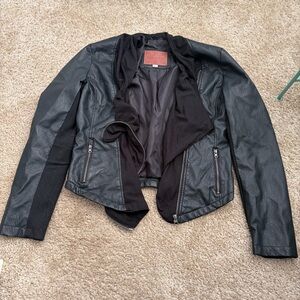 Miss London Black Faux Leather Moto Jacket